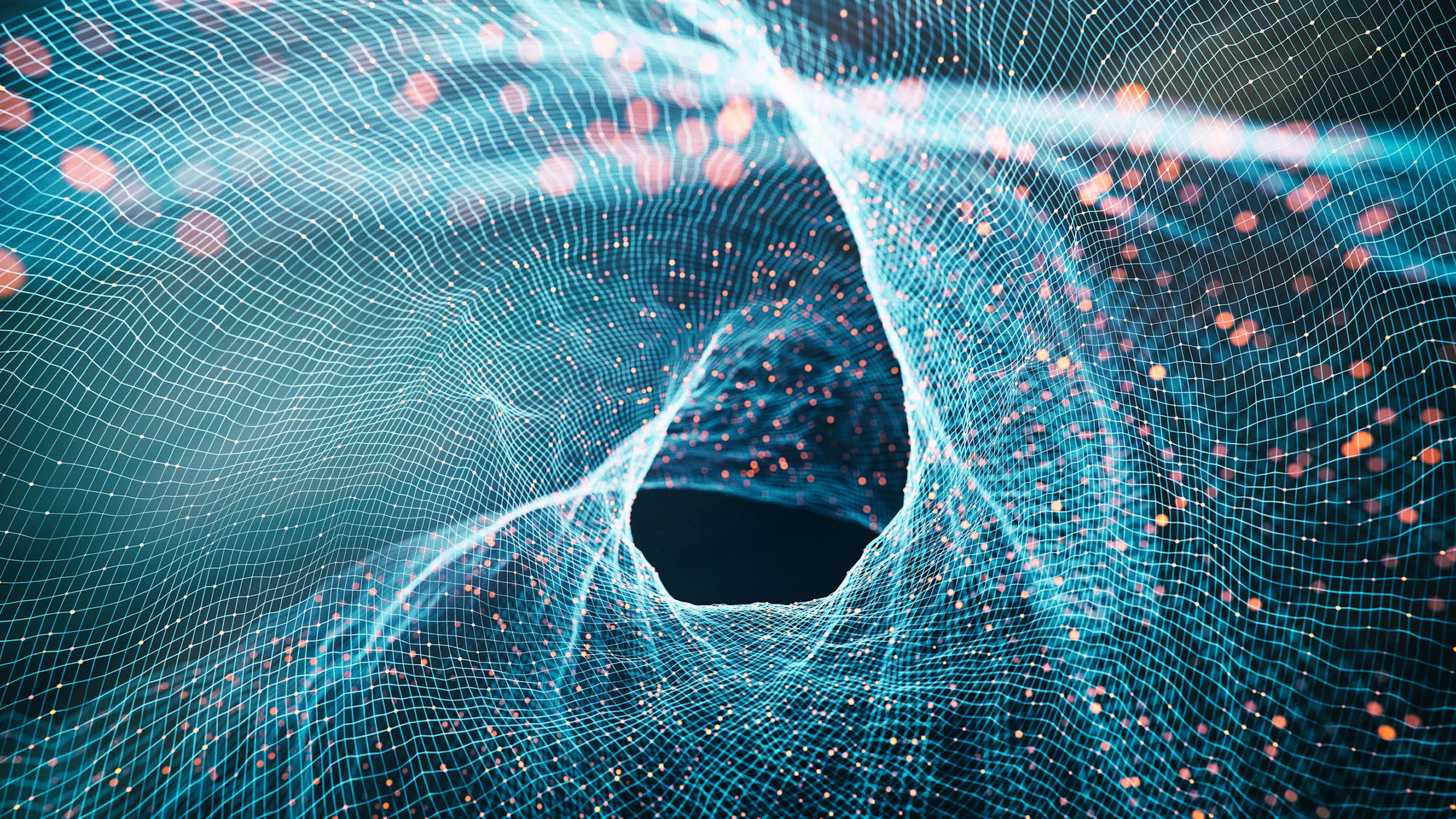Uma ilustração abstrata de ondas curvas e distorcidas.