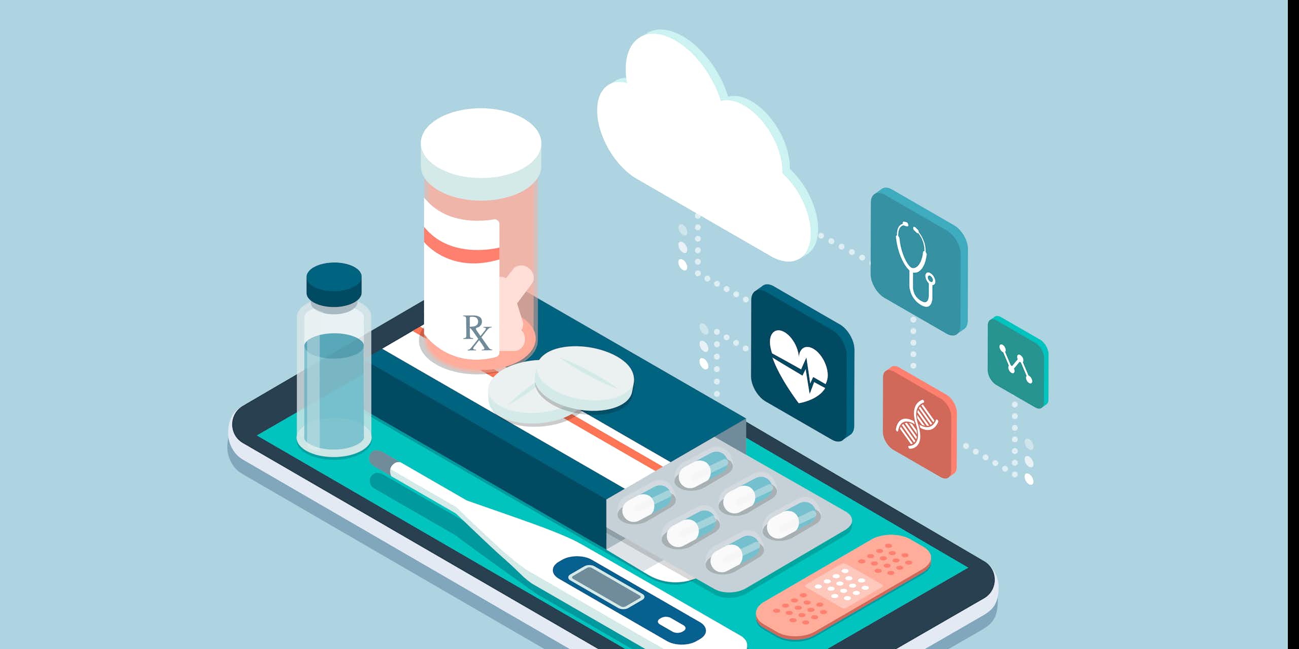 Un appareil intelligent est connecté à Internet et propose différents médicaments