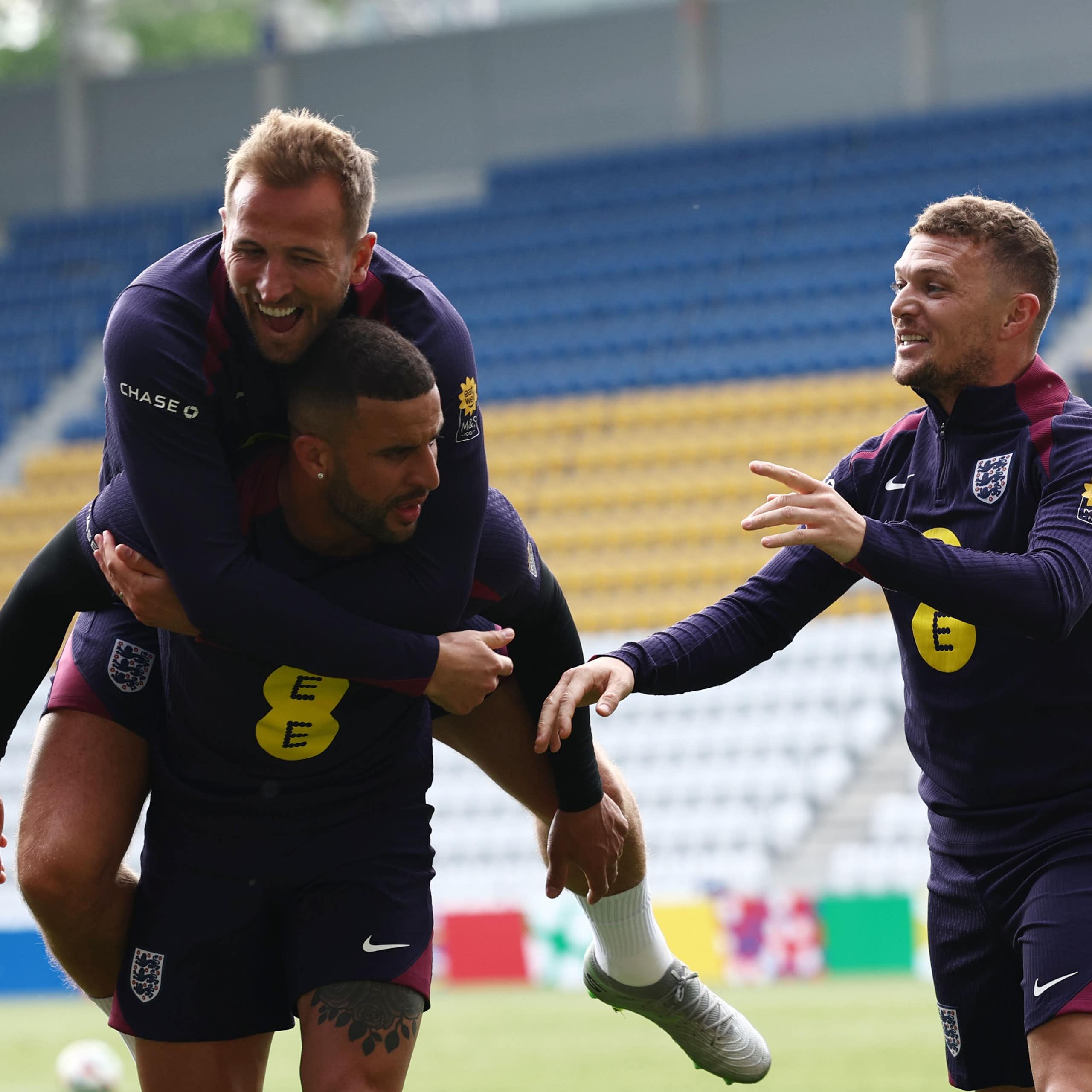 England players enjoying training session.