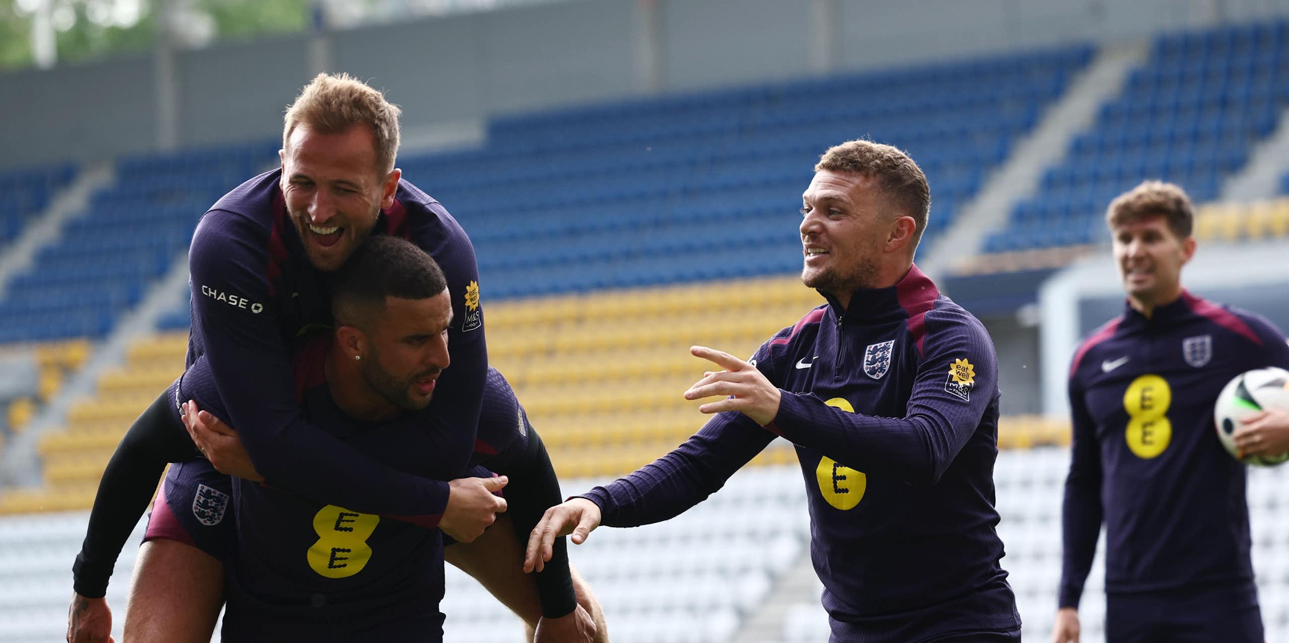 England players enjoying training session.