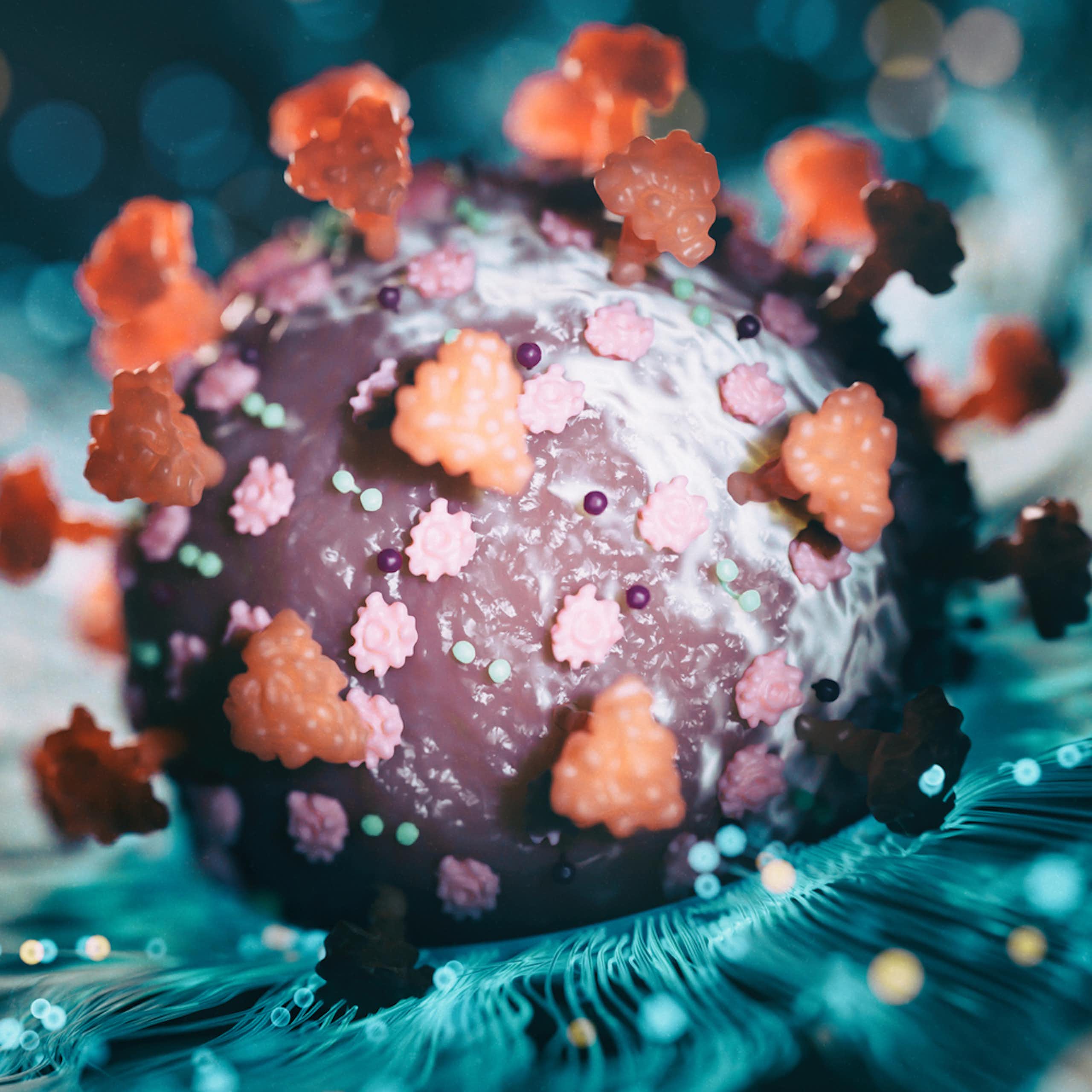Coronavirus illustration: a sphere with peg-like projections