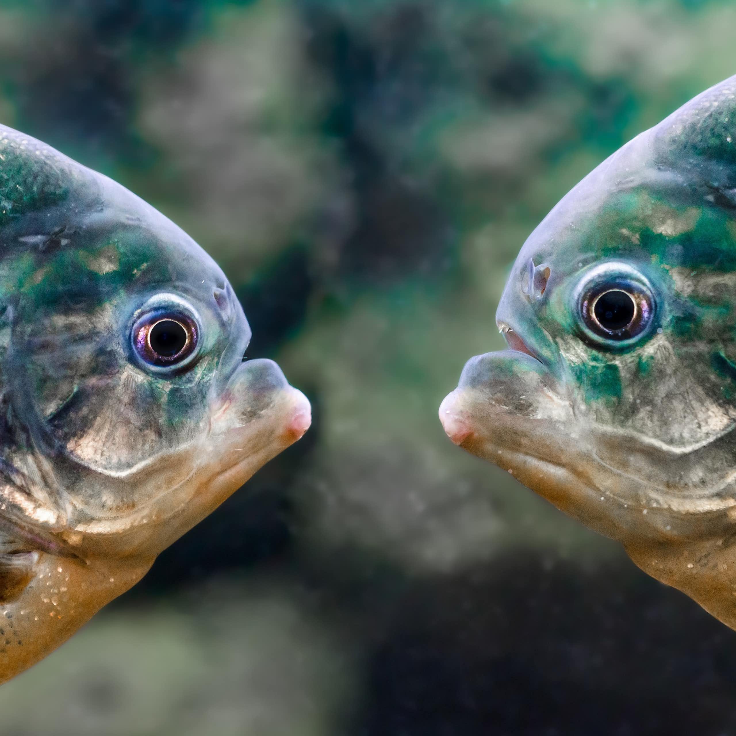Two piranhas face to face.