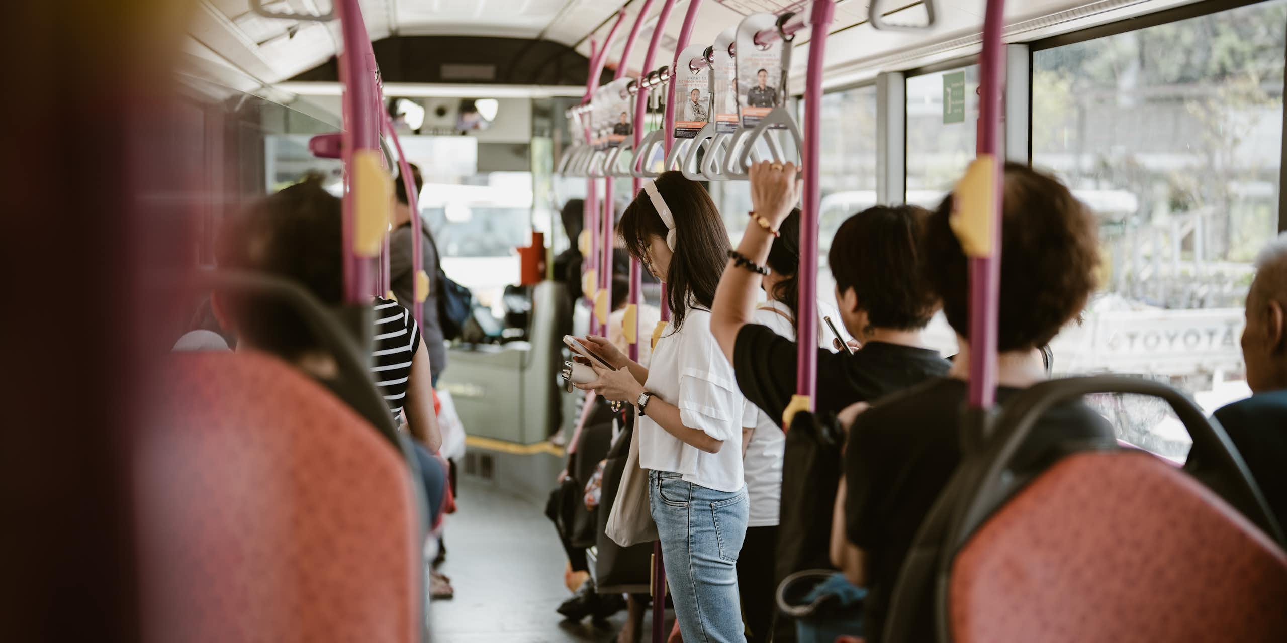 Passengers on a bus