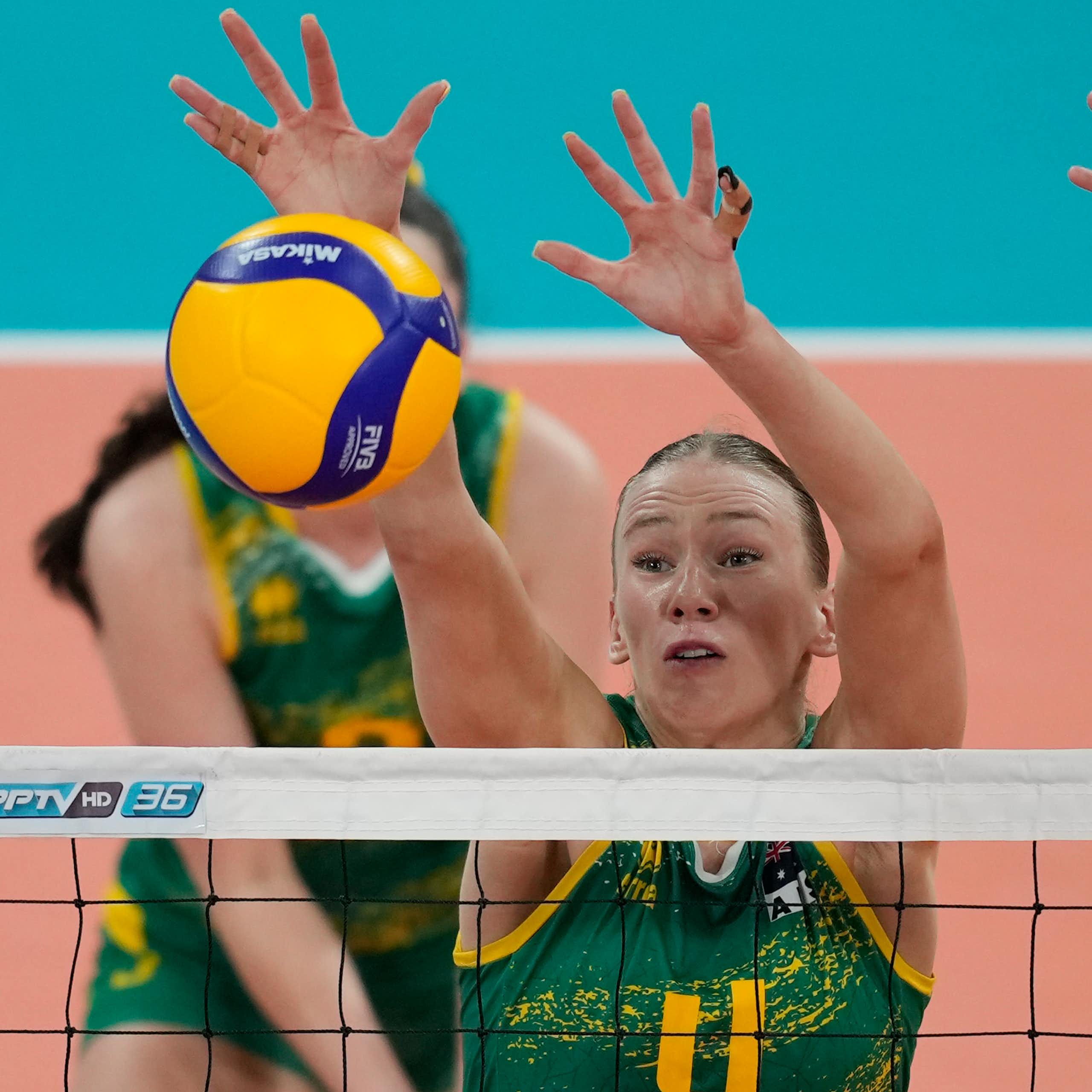 Australian women's volleyball team in action 